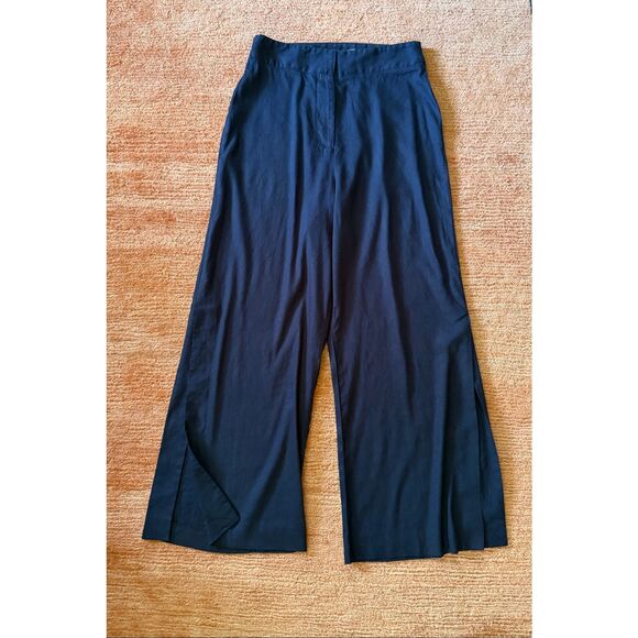 Antonio Melani Linen Blend Wide Leg Pants Women’s Size 6 High Rise Side Slits Na - Picture 1 of 8